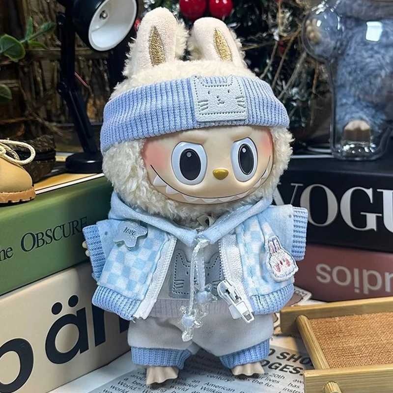 For Labubu 17cm Doll Clothes Outfit Accessories for Korea Kpop Exo Labubu V1 V2 Idol Sitting Party Sporty Zip-up Clothing W250521