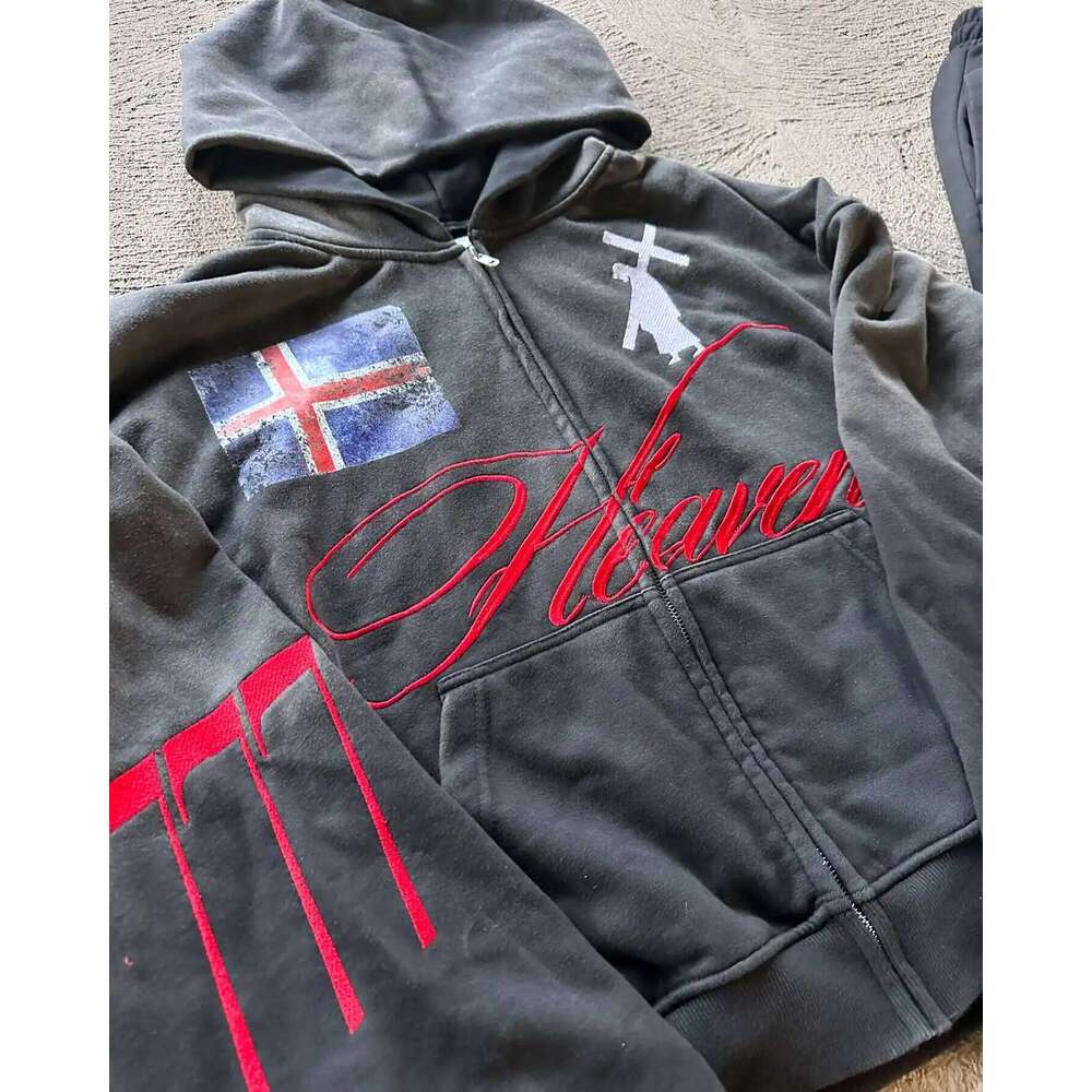 Streetwear Mens Clothing Y2k Haruku Punk Letter Embroidered Hoodies Coat Goth Black Straight Pockets Skull Graphic Baggy Pants