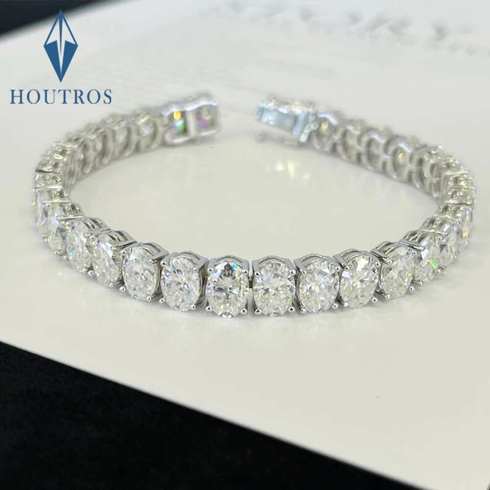 4*6mm 0.5CT Oval Cut Full Moissanite Tennis Bracelet for Women 925 Sterling Silver Sparkling Oval Diamond Bracelets Jewelry Gift