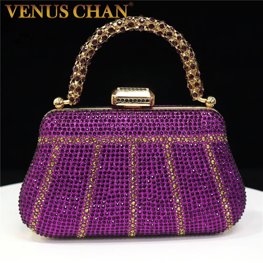 In Nigeria Exquisite Evening Bags With Diamond Fashion Handle Clutch Rhinestone Embellished Long Chain Bag 250603