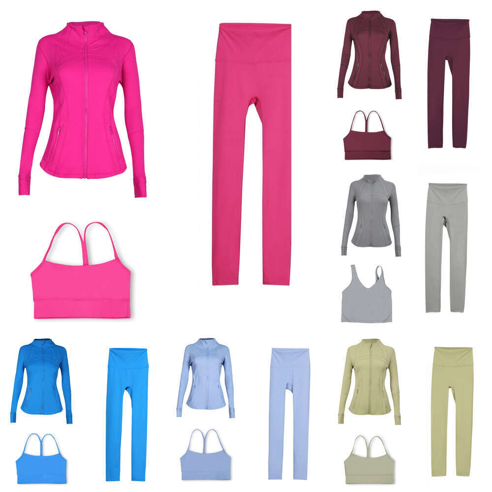Workout set Women Yoga Sets Designer jackets bra leggings Fiess sets High Waist Sports Jackets Zip Up Coat Elastic Sportswear Outfits Pants Gym Suits