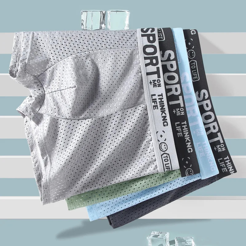 4pcs Summer Mesh Men Boxer Underwear Quick Dry Panties Man Boxer-briefs Breathable XL XXL 3XL 4XL Male Shorts Mens Undershorts 250519