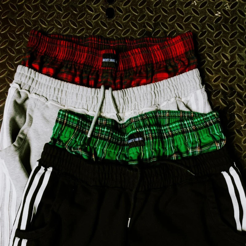 Y2K Casual Sweatpants Double Waist Checkered Camouflage Striped Side Splicing Wide Leg Pants American Style Trendy Streetwear 250513