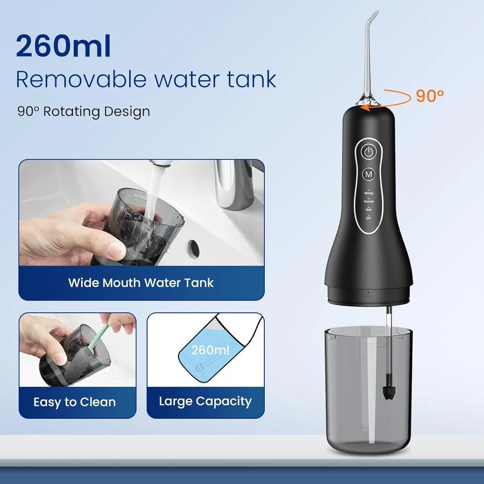 Oral irrigator USB rechargeable dental floss portable sprayer 260ML water tank waterproof oral care cleaning 250519
