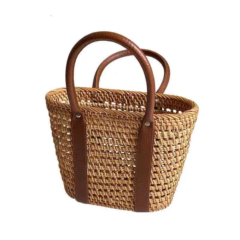 Rattan Knitted Hand-Woven Starry Sky Handbag 2024 Summer Seaside Holiday Travel Crossbody Bags For Women