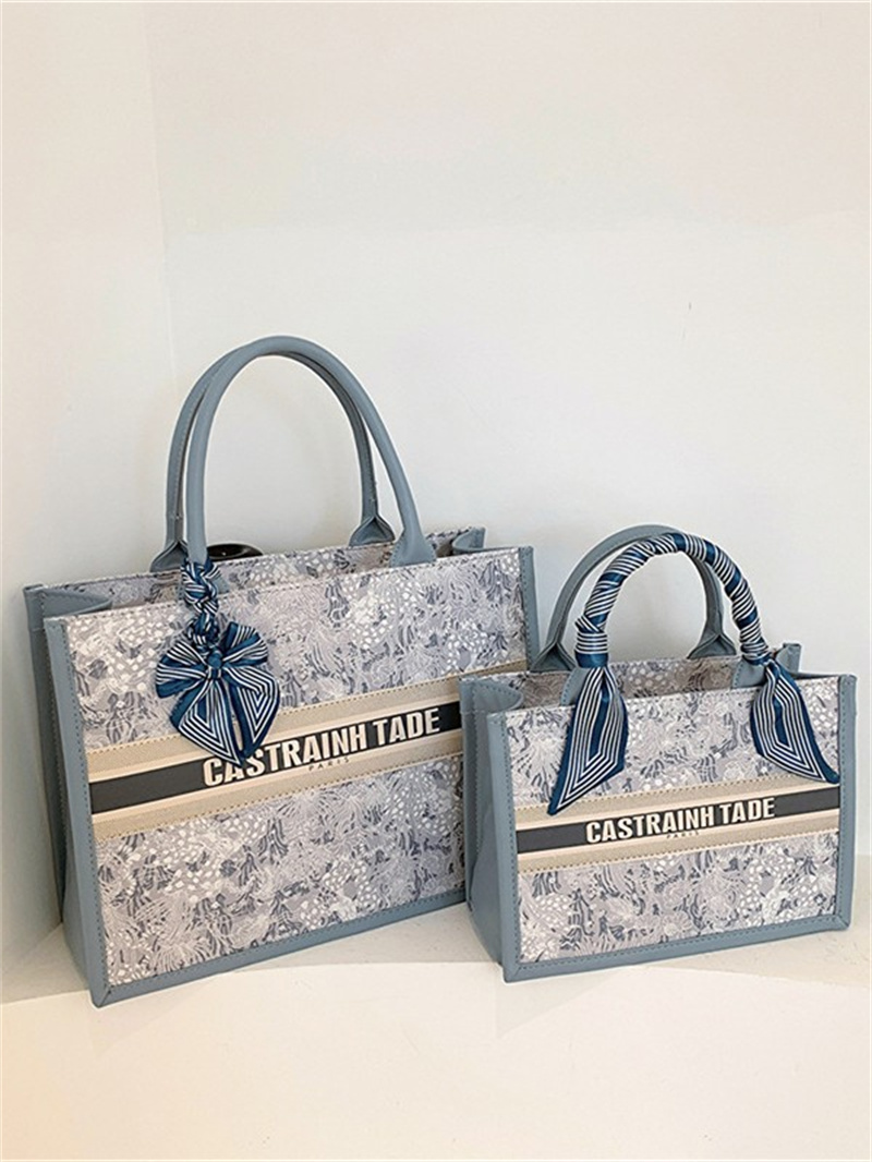 Free shipping 2025 new designer Shoulder Bags Fashion commute Printed Silk scarf handbag high-capacity underarm Tote bag blue free shipping