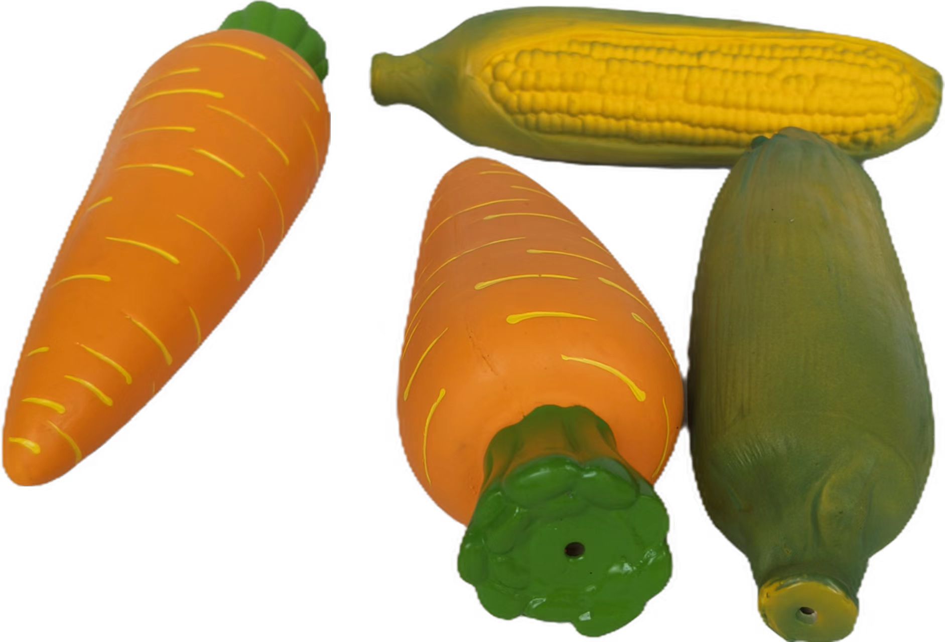 Latex Chewing Squeaky Dog Toy Durable Natural Rubber Dog Playtime with Carrot & Corn-shaped vegetable Dog Toys 4pcs/Pack