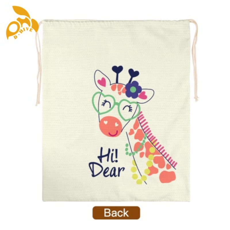 Free delivery.fashion designers customize round, beige black half-length, lightweight and simple canvas makeup drawstring bags