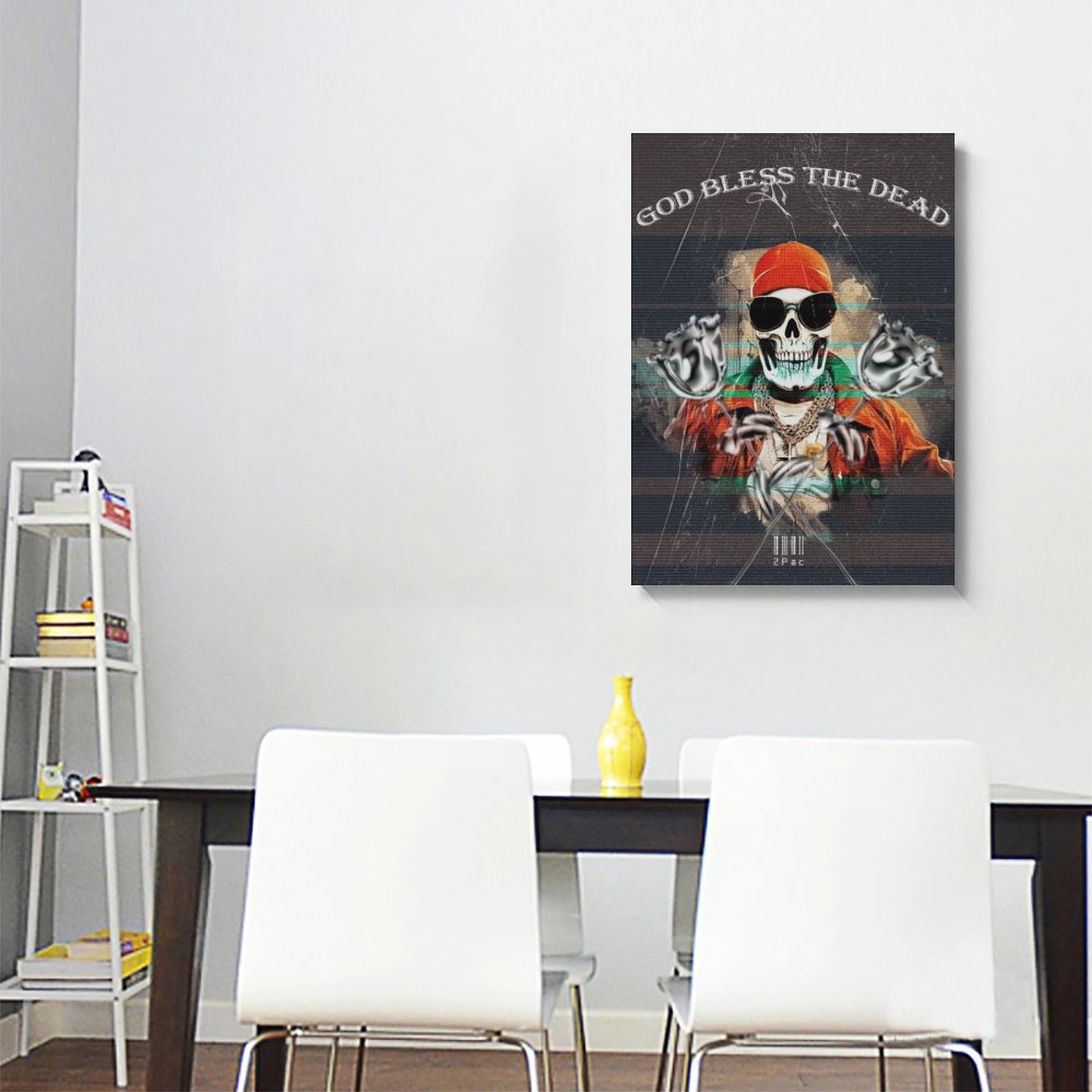 Painting Skull Music Poster Rapper Hiphop Singer Halloween Unframe-style Canvas Prints Wall Painting Wall Art Decor Print Picture