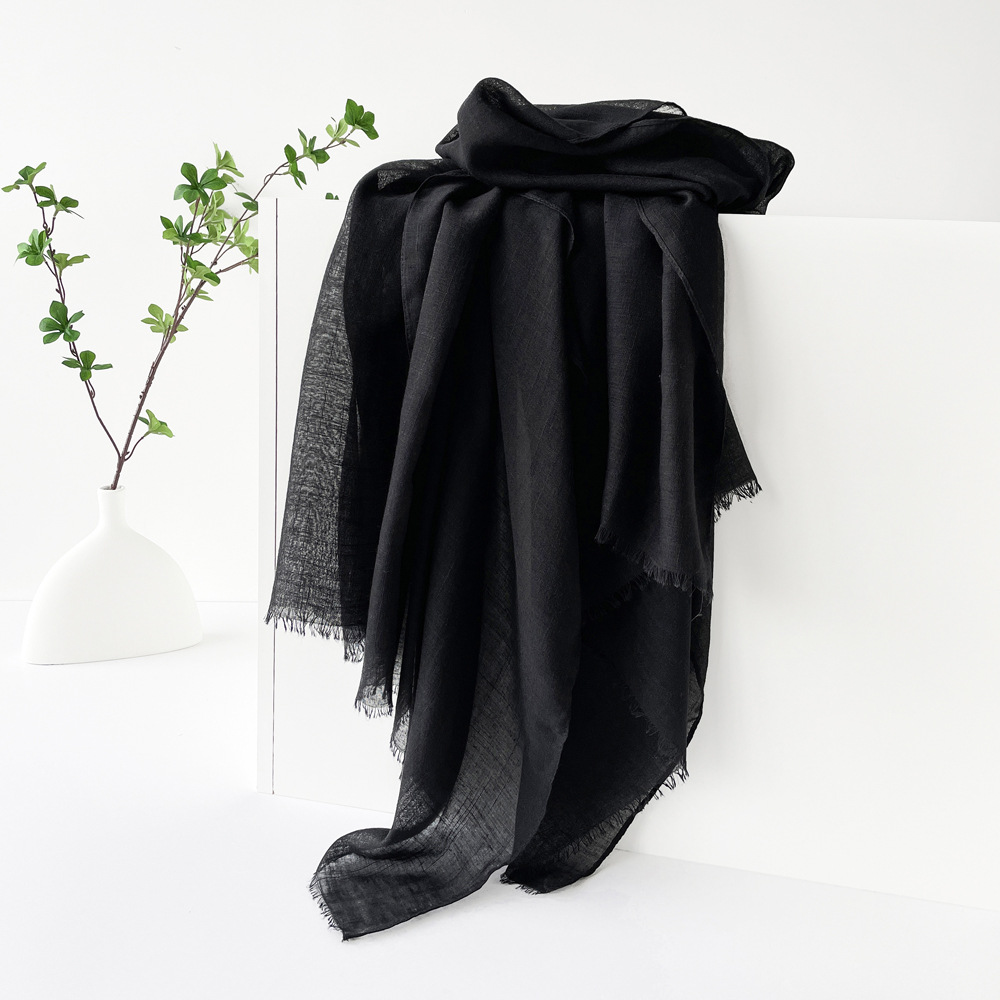 K783 Carefully selected summer cotton and linen scarf pure color simple sunscreen shawl cross-border female high-grade silk scarf gauze scarf headscar
