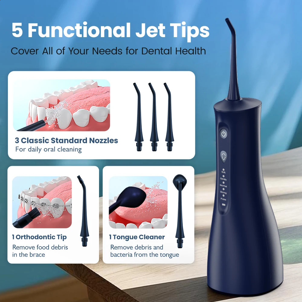 SEJOY Electric Teeth Cleaner Kit Dental Oral Irrigator Portable Dental Water Flosser 5 Modes Mouth Washing Machine 250520