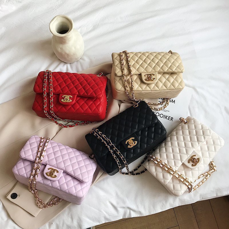 High quality free shipping new small fragrance wind embroidery line rhomb women bag chain shoulder crossbody bag fashion all kinds of soft lambskin sm