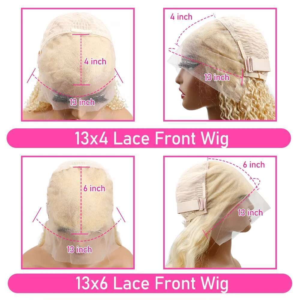 613 Blonde Bob 13x4 13x6 Front Wigs Human Hair Pre Plucked Transparent 200% Density Lace Frontal Wig Bo