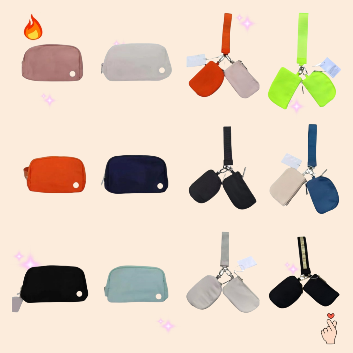 NEW 5A keychains belt bag Free Shipping 5A Quality Yoga Keychain Bag Dual Pouch Mini Zip Portable Wallet Coin Purse Bag Pocket luluity lemonlies Belt Bags keychains