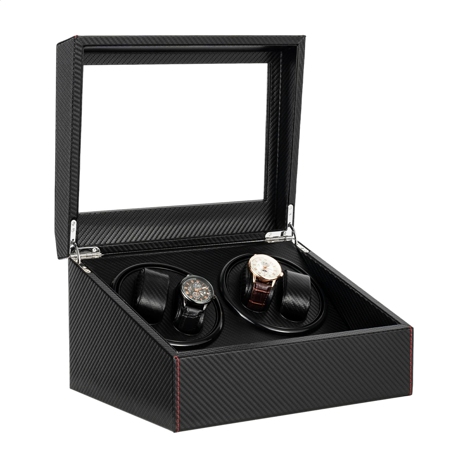 Mechanical Watch Winder NonMagnetic Box 4 Display Compartments 6 Storage Slots Quiet Motor 250515