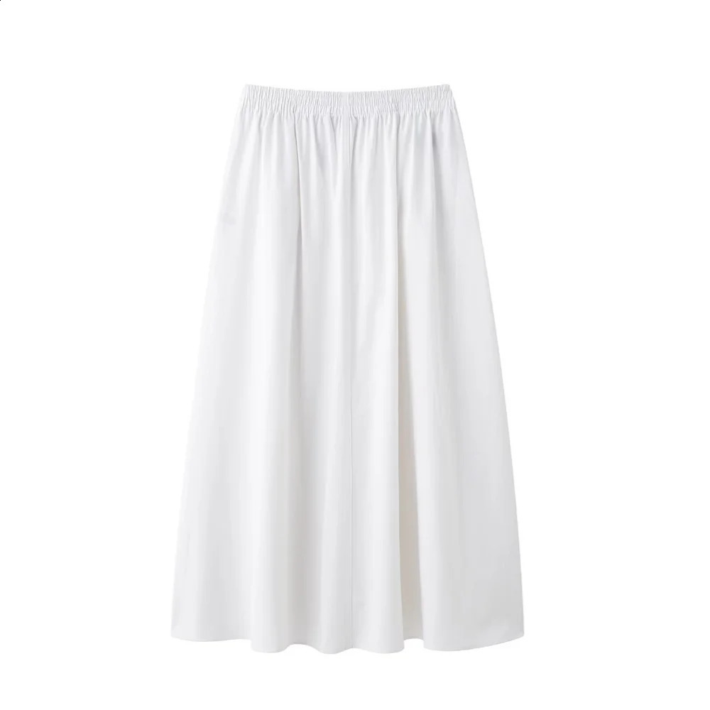 UNIZERA womens solid color pleated mid length skirt pocket decoration for spring and summer half 250513Z