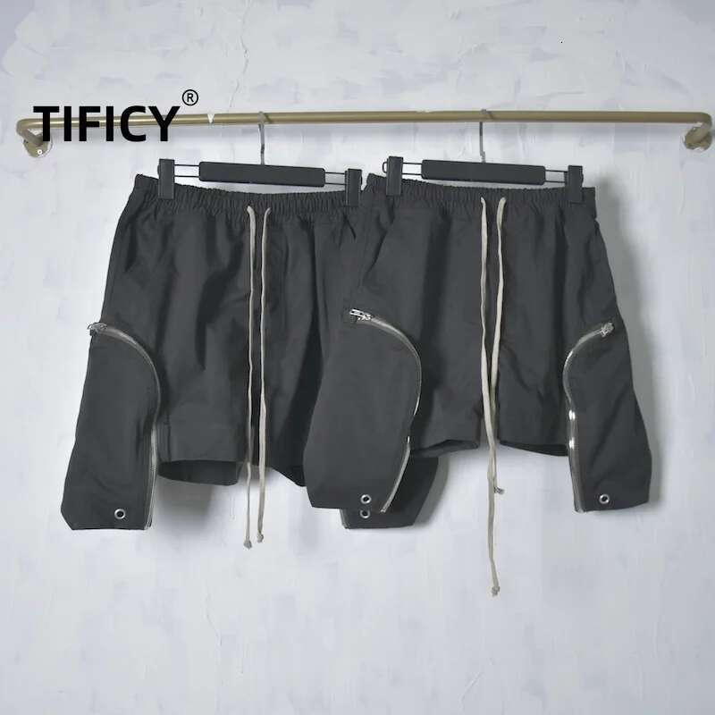 New Men's RICK RO Fashion Dark Style Youth Beach Personality Elastic Waist Work Normal Crotch Zipper Casual Loose Shorts
