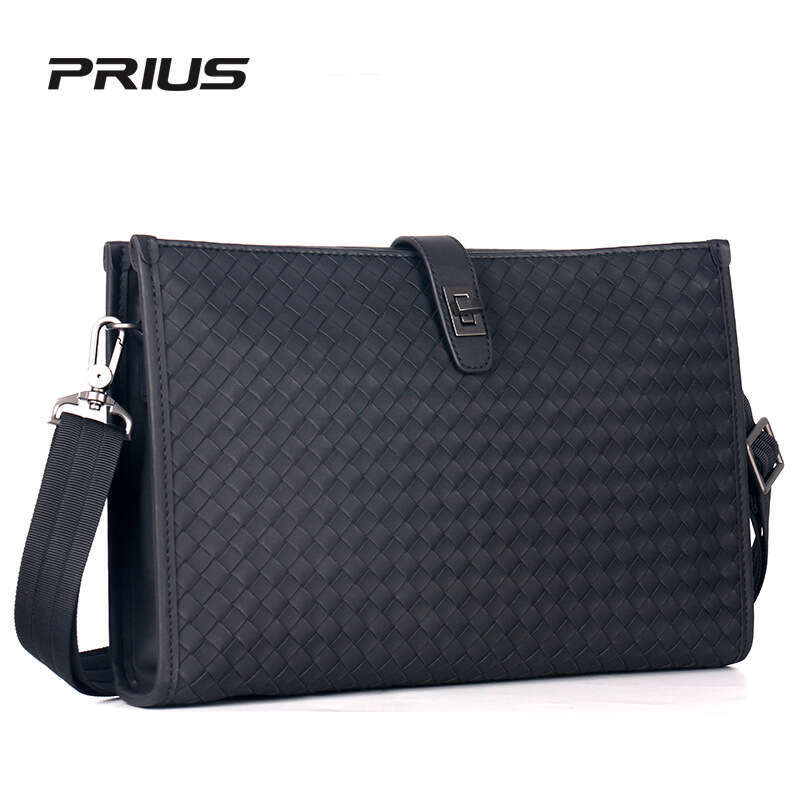 2025 Men's Oil Wax Leather Weaving Diagonal Cross Large Size Handbag iPad Single Shoulder Bag Trend