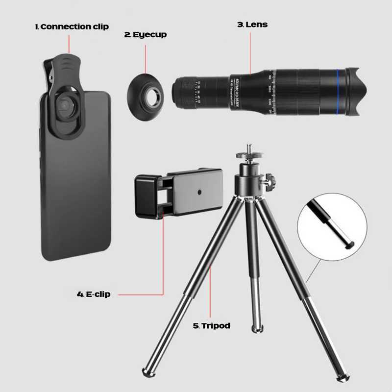HD 40X Zoom Telescope Telephoto Lens Monocular Phone Camera Lens Mini Metal Telescope Mobile Telephoto Lens For Camping Tourism R250521 WTG5