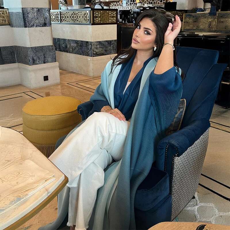 Dubai Prom Thin Long Coat For Women Elegant Casual Evening Party Pleated Chiffon Robe Plus Size Female Fashion
