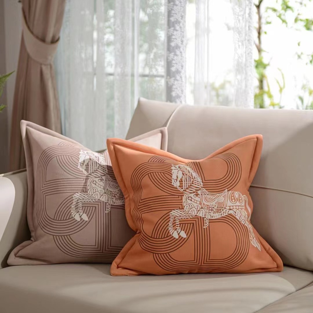 American soft and delicate breathable warm cotton cashmere printed throw pillowcase cushion cover sofa bedroom cushion case model room furnishings