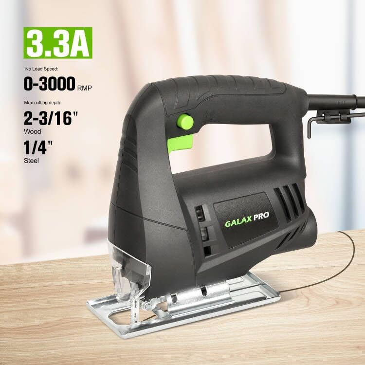 GALAX PRO 3.3Amp Jig Saw 3000 RPM No Load Speed Jigsaw with Lock-on Button Cutting Angle 45 Degree 2pcs Cutting Blades