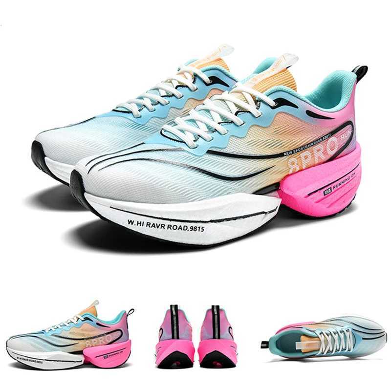 Mens mesh carbon plate sports running shoes marathon air cushion breathable anti-slip and ultra-light womens sports shoes W250521