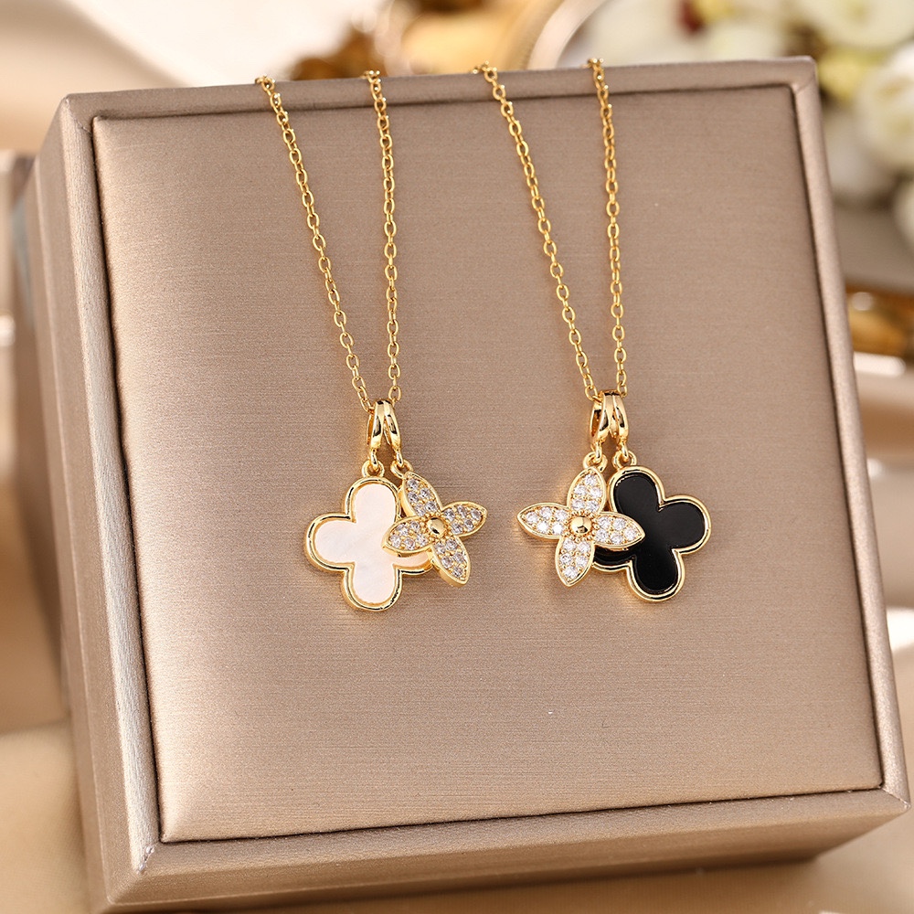 Letters clover designer choker necklace for women alloy short chain flower crystal hollow pendant chokers necklaces jewelry