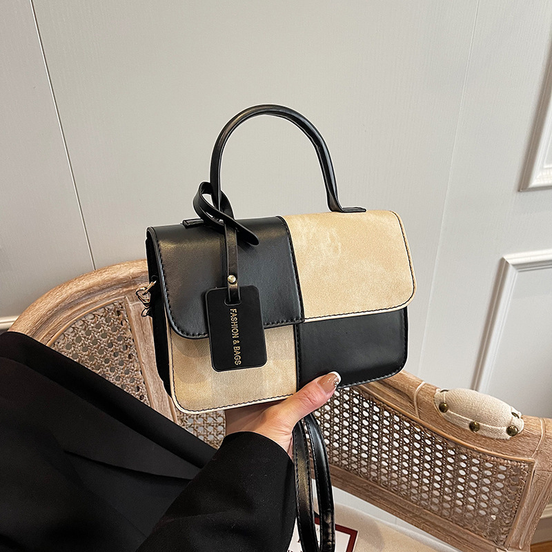 Free Delivery Designer Bag Splicing Texture Hand With Niche Design Crossbody French Small Square Stylish Versatile Shoulder Luxury Bag