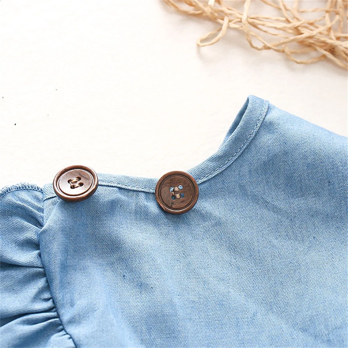 Summer Baby Top Simple Blue Girls Korean Style Sweet Childrens Sleeveless Clothes 03 Years Old 250517z