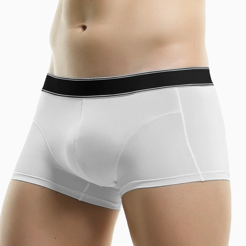 5PCS Ice silk antibacterial underpants mens four-cornered trousers flat-cornered short slits summer thin sporty large-sized 250519