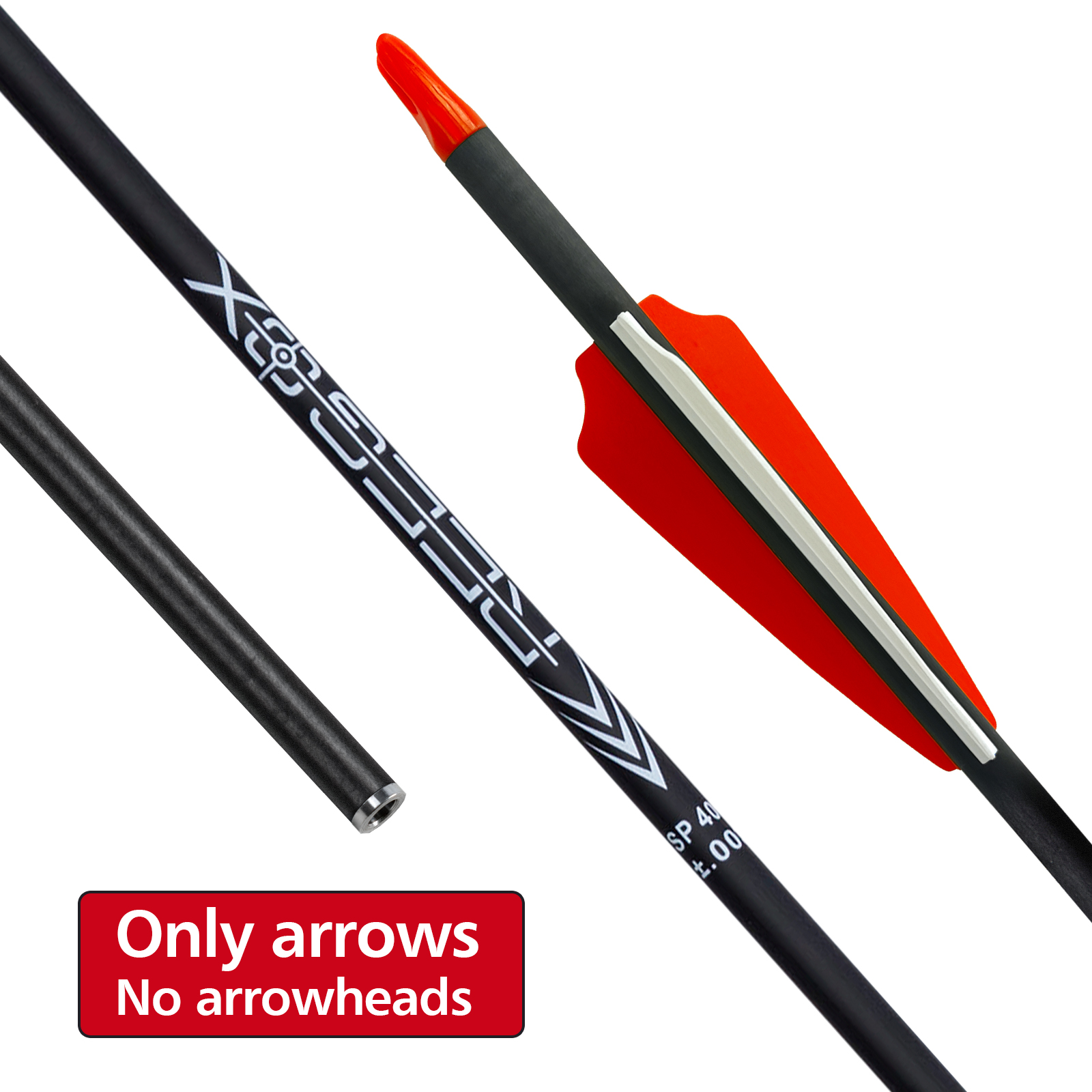 Archery Arrows without Arrowheads 31inch Spine250-600 Targeting Arrows 6.2mm Carbon Hunting Arrows Practice Arrows for Recurve Bow & Compound Bow (Pac