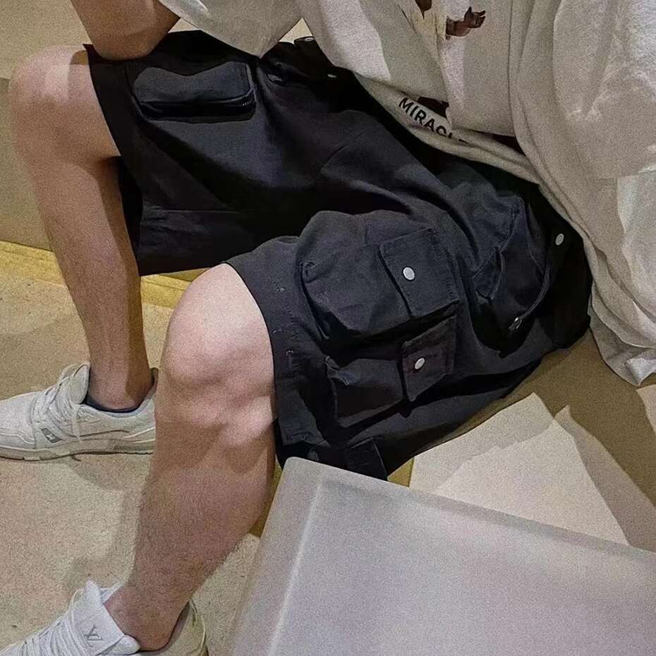 Hip Hop Y2k Streetwear Cargo Multi Pockets Tactical Fashion Man Shorts Techwear Haruku 2023 Summer Casual Short Pants
