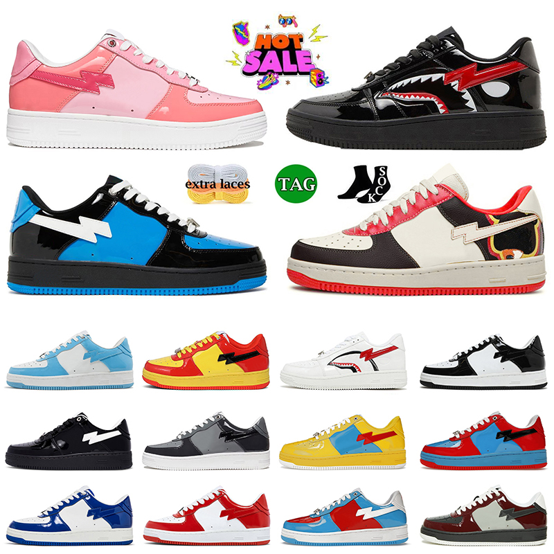 Designer SK8 Star Casual Shoes Skateboarding Sneakers Low Patent Leather Shark Black White Blue Pink Grey Orange Camo Plate-forme Men Women Bathing Trainers Size 13