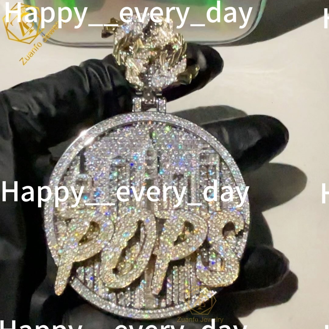 High-End Custom 925 Sterling Silver Hip Hop Jewelry Sparkle Iced Out Baguette Moissanite Letter Name Pendant