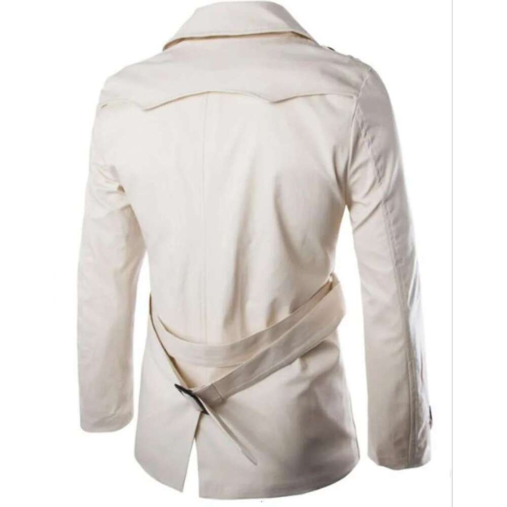 Mens Spring Autumn Windbreak Overcoat 100% Cotton Men Trench Coats With Belt Male Pea Coat Double Breasted Peacoat W04 Designer