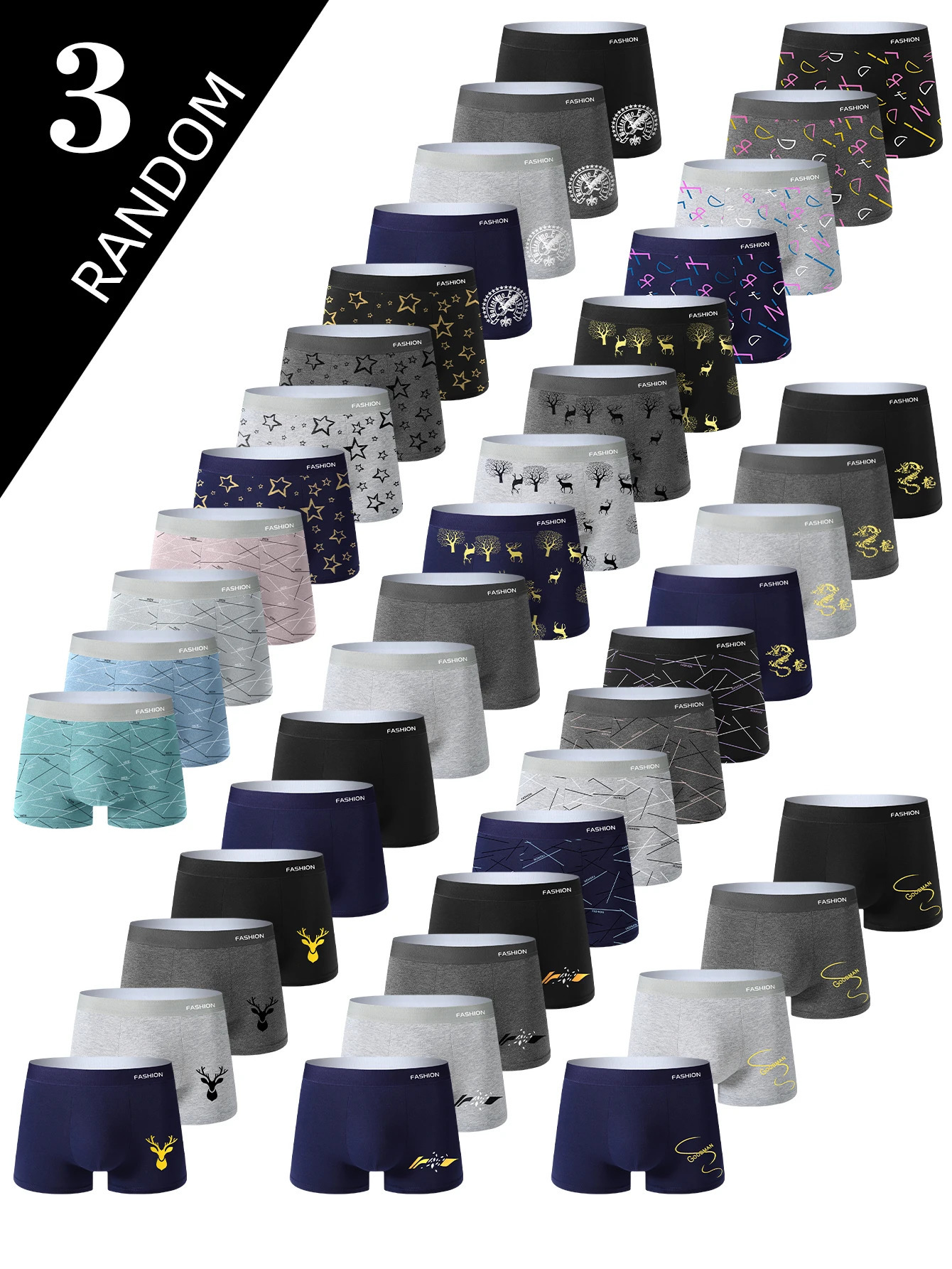 3 Pieces Mens Underwear Healthy Comfortable Soft Mens Boxer Briefs Fashion Classic Random Style Casual Sports Mens Pants 250519