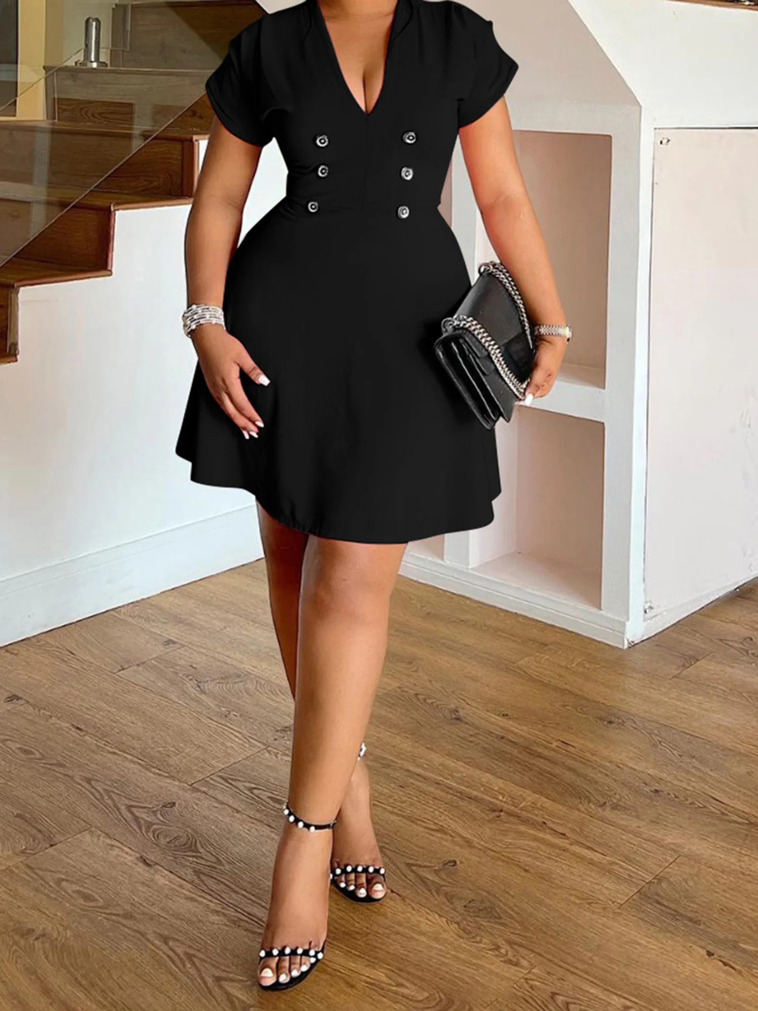 Women Plus Size Dress Floral Print Ruffle Sleeve V-Neck Summer Casual A-line Dress with Belt Detail and Pockets 250520