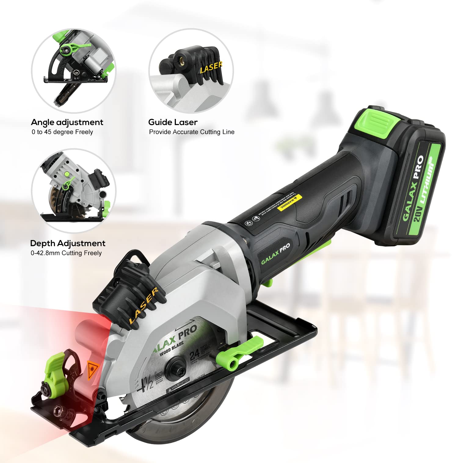 GALAX PRO Cordless Circular and Reciprocating Saw Combo Kit with 1pcs 4.0Ah Lithium Battery and One Charger 7 Saw Blades and Tool Bag