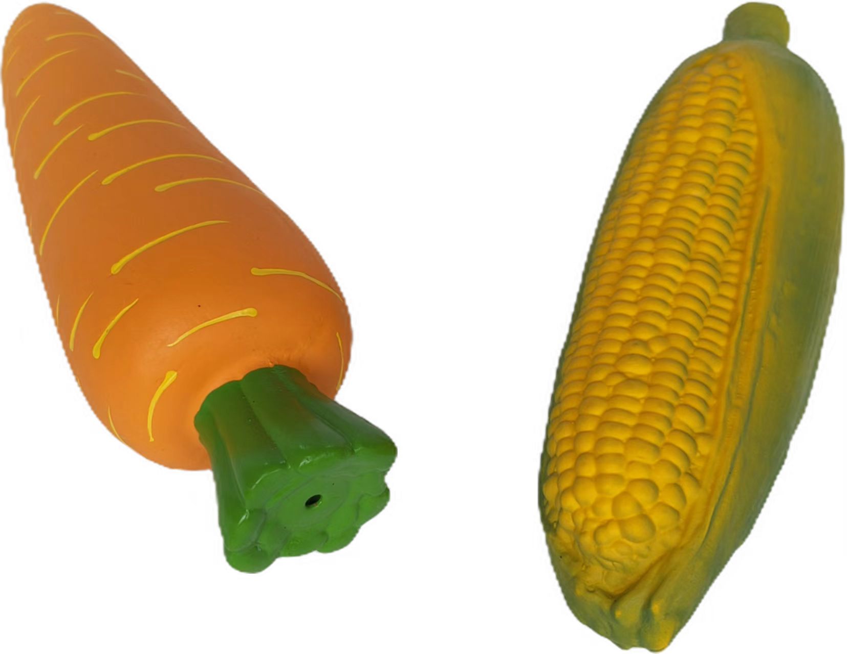 Rubber Soft Squeaky Dog Toy Durable Natural Latex Dog Playtime with Carrot & Corn-shaped vegetable Dog Toys 4pcs/Pack