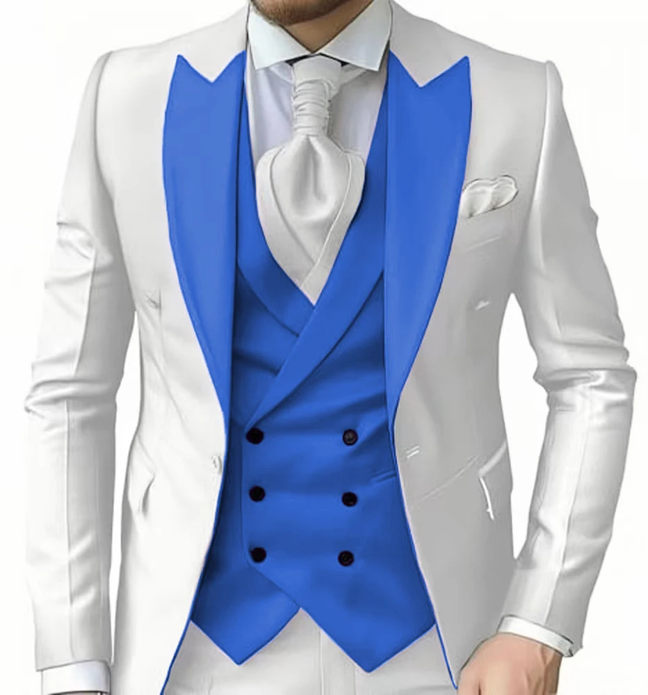 mens suit with peak lapel for wedding Elegant man suit Customized on demand 3 pieces Blazer Vest And Pants set Graduation party 250516