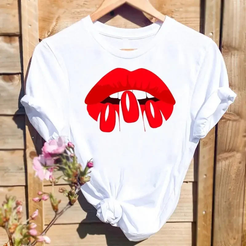 Women Leopard Love Heart Print T-shirts Fashion Graphic T Top Short Sleeve 90s Cute Spring Summer Shirt Female Tee T-Shirt 250517