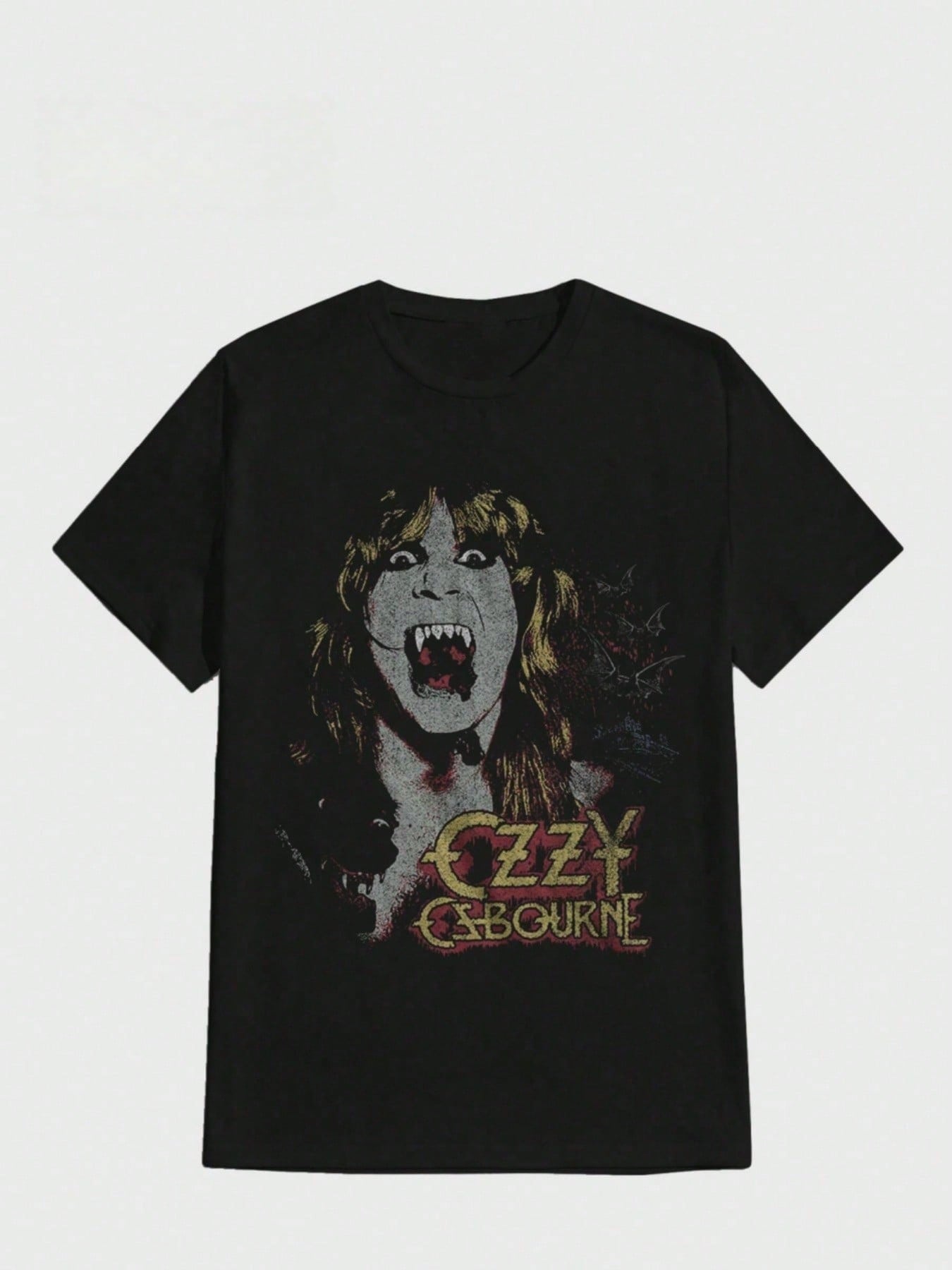 Oversize Trendy Rock - style T - shirt, Ozzy Osbourne - themed Pattern Shows Personality