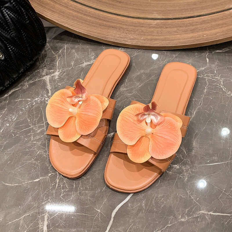Fashion Plus Size Slippers For Spring And Summer 2025, Soft And Graceful Butterfly Orchid Sandals, Outdoor Leisure Beach One Line Slippers, Female Des