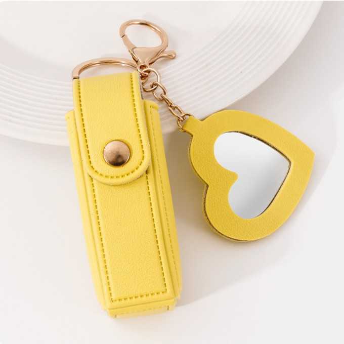 Change Mouth Red Envelope Creative Mirror Keychain Small Pendant PU Leather Car Bag Hanging Accessories