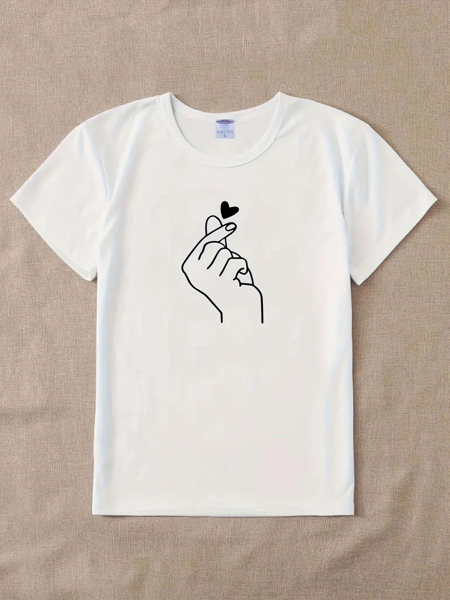 Cute Print Solid Crew Neck T-Shirt Short Sleeve Casual Every Day Top For All Season Womens Clothing 250517