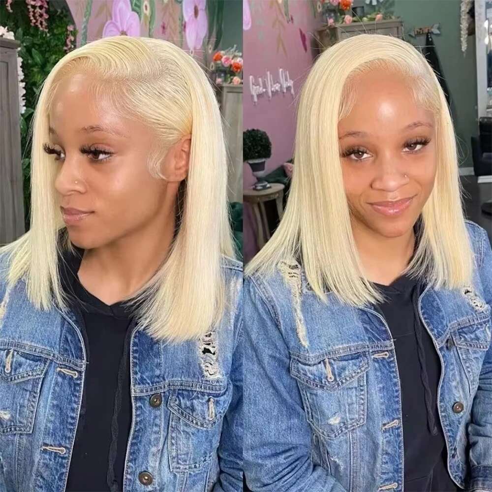 613 Blonde Bob 13x4 13x6 Front Wigs Human Hair Pre Plucked Transparent 200% Density Lace Frontal Wig Bo