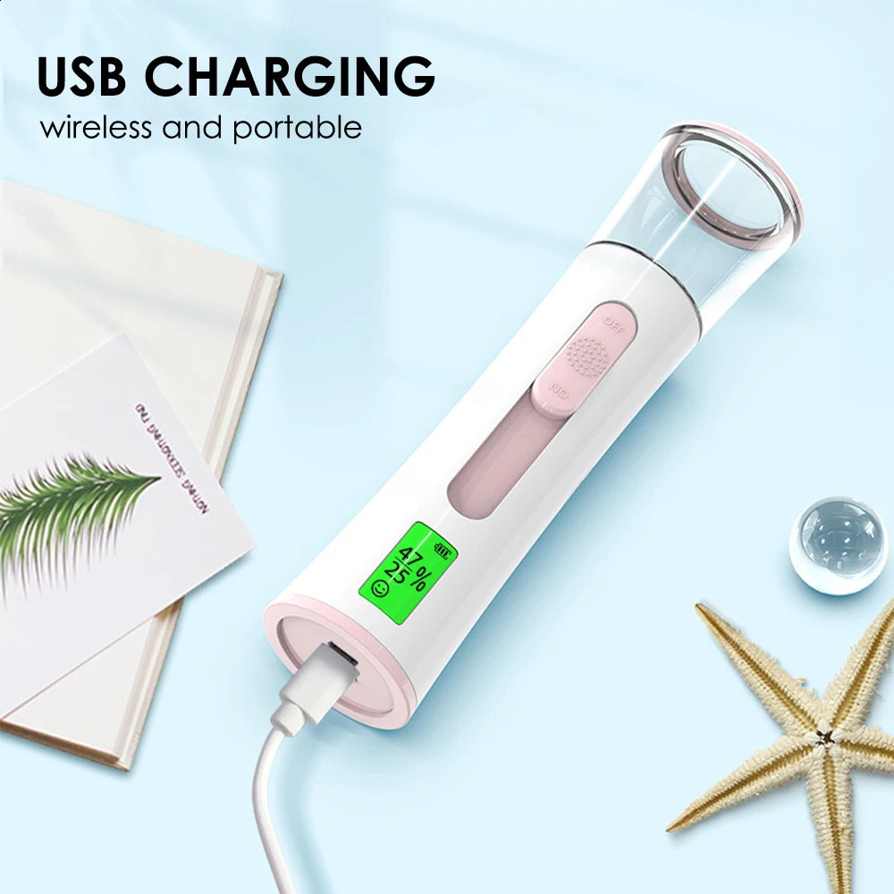 2 IN 1 Portable Mini Facial Steamer 30ML Nano Mist Sprayer Machine LED Rechargeable Deep Hydrating Skin Care Face Skin Test Tool 250520