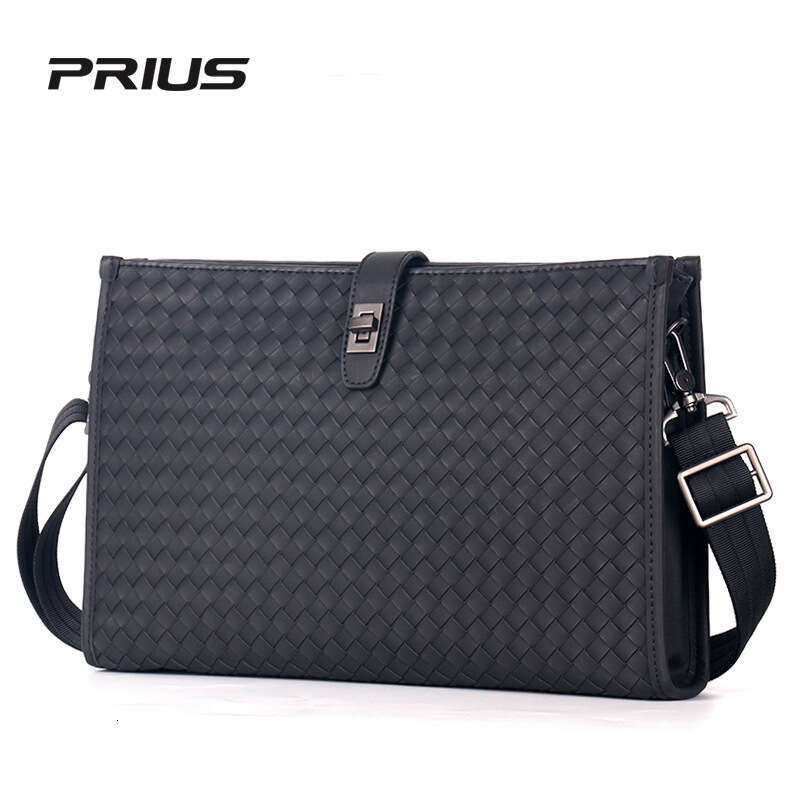 2025 Men's Oil Wax Leather Weaving Diagonal Cross Large Size Handbag iPad Single Shoulder Bag Trend