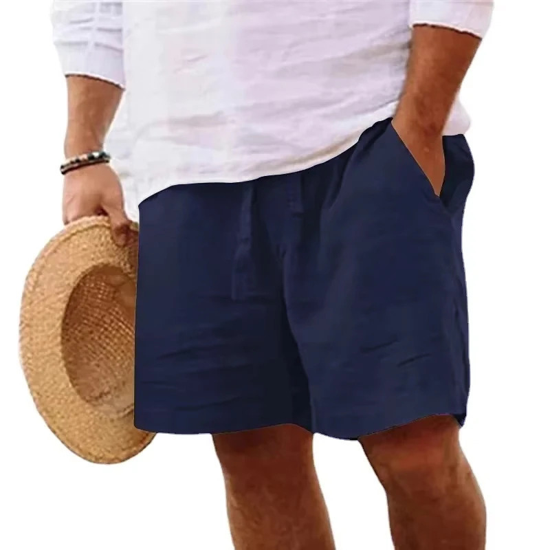 Mens Cotton Solid Color Short Lightweight Gym Pants Linen Beach Shorts Men Jogging Sport Large Short Homme 250529